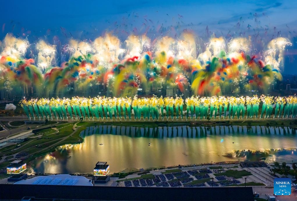 Fireworks are seen during the opening ceremony of the World Games 2025 in Chengdu, southwest China's Sichuan Province, on Aug. 7, 2025. (Photo: Xinhua)