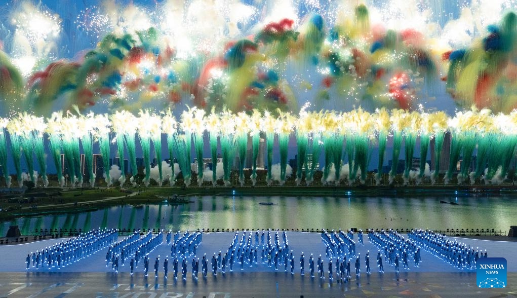 Fireworks are seen during the opening ceremony of the World Games 2025 in Chengdu, southwest China's Sichuan Province, on Aug. 7, 2025. (Photo: Xinhua)