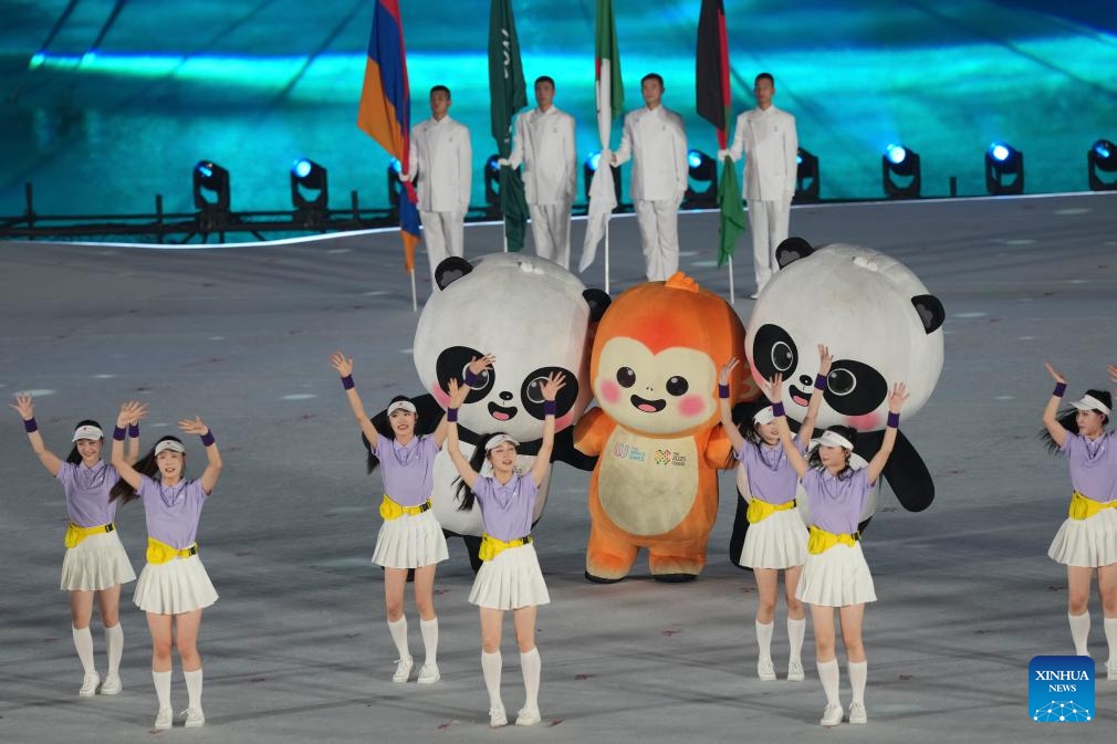 Photo taken on Aug. 7, 2025 shows the performance during the opening ceremony of the World Games 2025 in Chengdu, southwest China's Sichuan Province. (Photo: Xinhua)