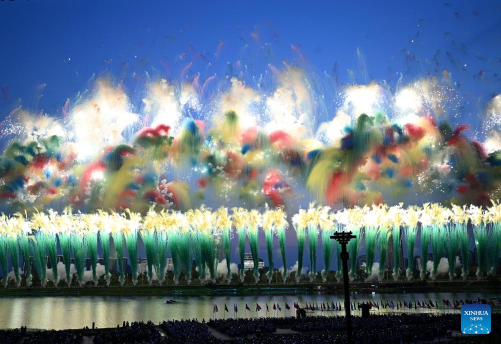 Fireworks are seen during the opening ceremony of the World Games 2025 in Chengdu, southwest China's Sichuan Province, on Aug. 7, 2025. (Photo: Xinhua)