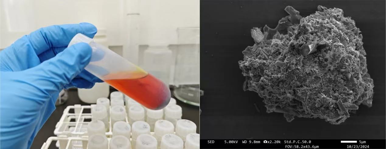 Extraction of black carbon and electron microscope images of black carbon. Picture: Institute of Oceanology of Chinese Academy of Science