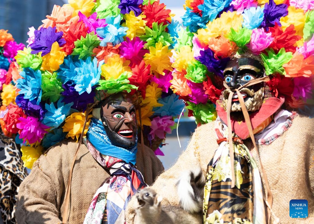 Actors in traditional costumes are pictured during a parade in commemoration of the International Day of the World's Indigenous Peoples in Mexico City, Mexico, Aug. 9, 2025. The International Day of the World's Indigenous Peoples is marked annually on Aug. 9, with this year's theme being Indigenous Peoples and AI: Defending Rights, Shaping Futures. (Xinhua/Li Mengxin)