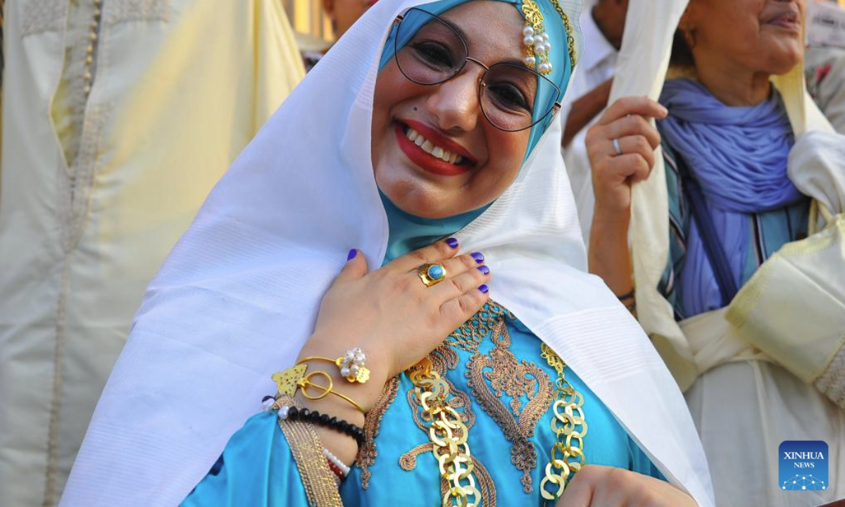 A Tunisian woman in traditional costumes is pictured during the celebration of the annual National Women's Day in Tunis, Tunisia, on Aug. 13, 2025. (Photo by Adel Ezzine/Xinhua)