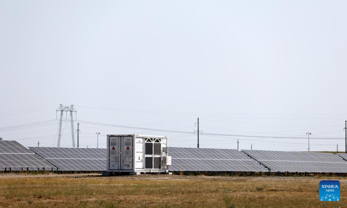 A partial view of a 31.82-megawatt photovoltaic power station built by China's Pinggao Group International Engineering Co., Ltd. is pictured in Stefan cel Mare, Calarasi County, Romania, Aug. 12, 2025. (Photo by Cristian Cristel/Xinhua)