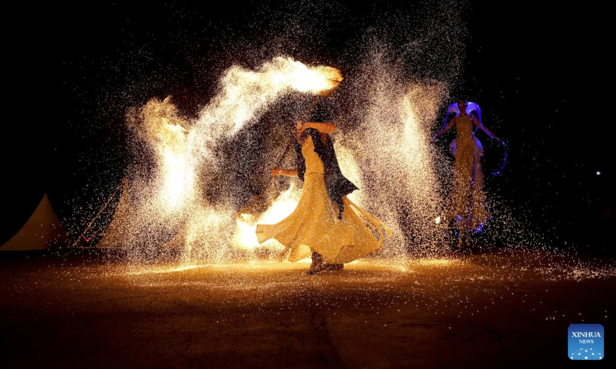 Artists perform on the opening day of the Letni Letna festival, an international festival of contemporary circus and theater, in Prague, the Czech Republic, on Aug. 13, 2025.

The festival runs from Aug. 13 to 31 this year. (Photo by Dana Kesnerova/Xinhua)