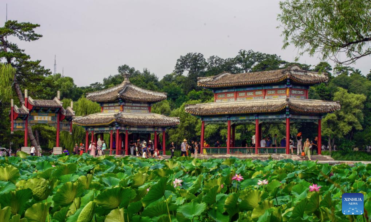 Tourists visit the Imperial Summer Resort in Chengde, north China's Hebei Province, Aug. 12, 2025. People enjoy their summer time by travelling around the country. (Photo by Zhang Yuqiao/Xinhua)