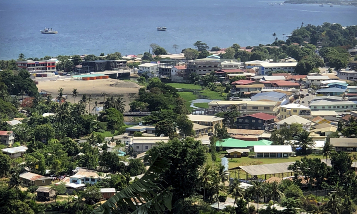 In Honiara, the capital of the Solomon Islands, boats dock at sea on November 24, 2018. Photo: VCG
