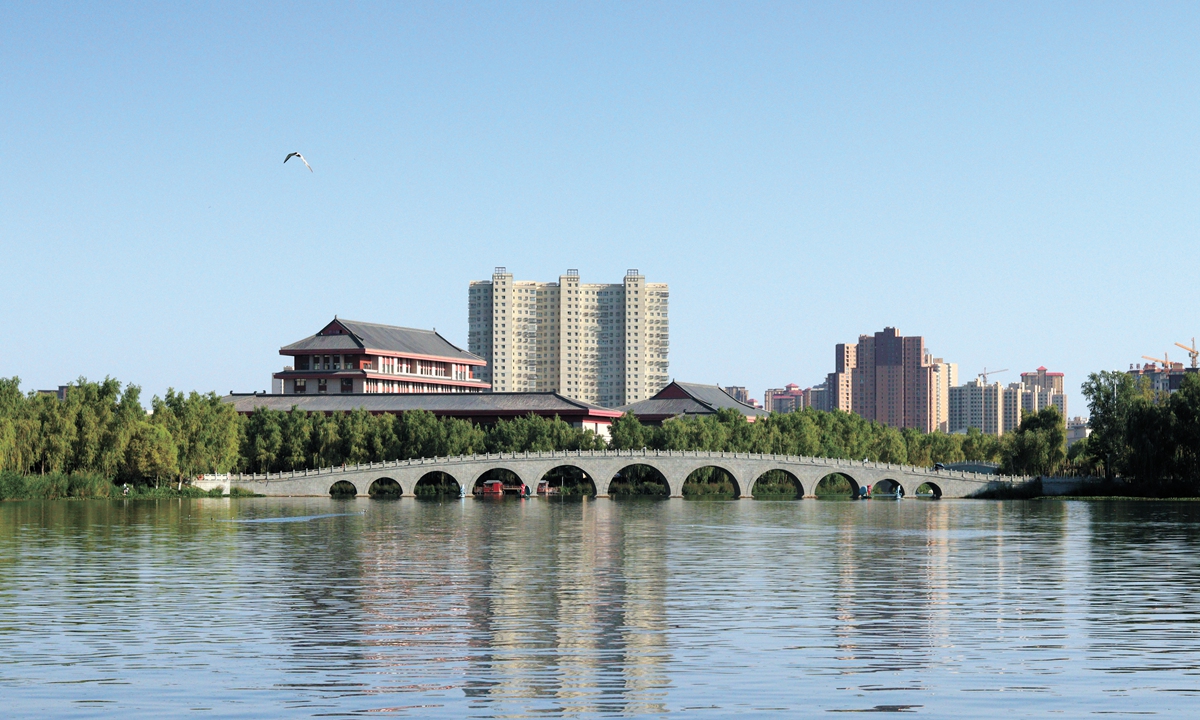 The view of Duolang River Park in Aksu City, Xinjiang Uygur Autonomous Region. Photo: Su Yaxuan/GT