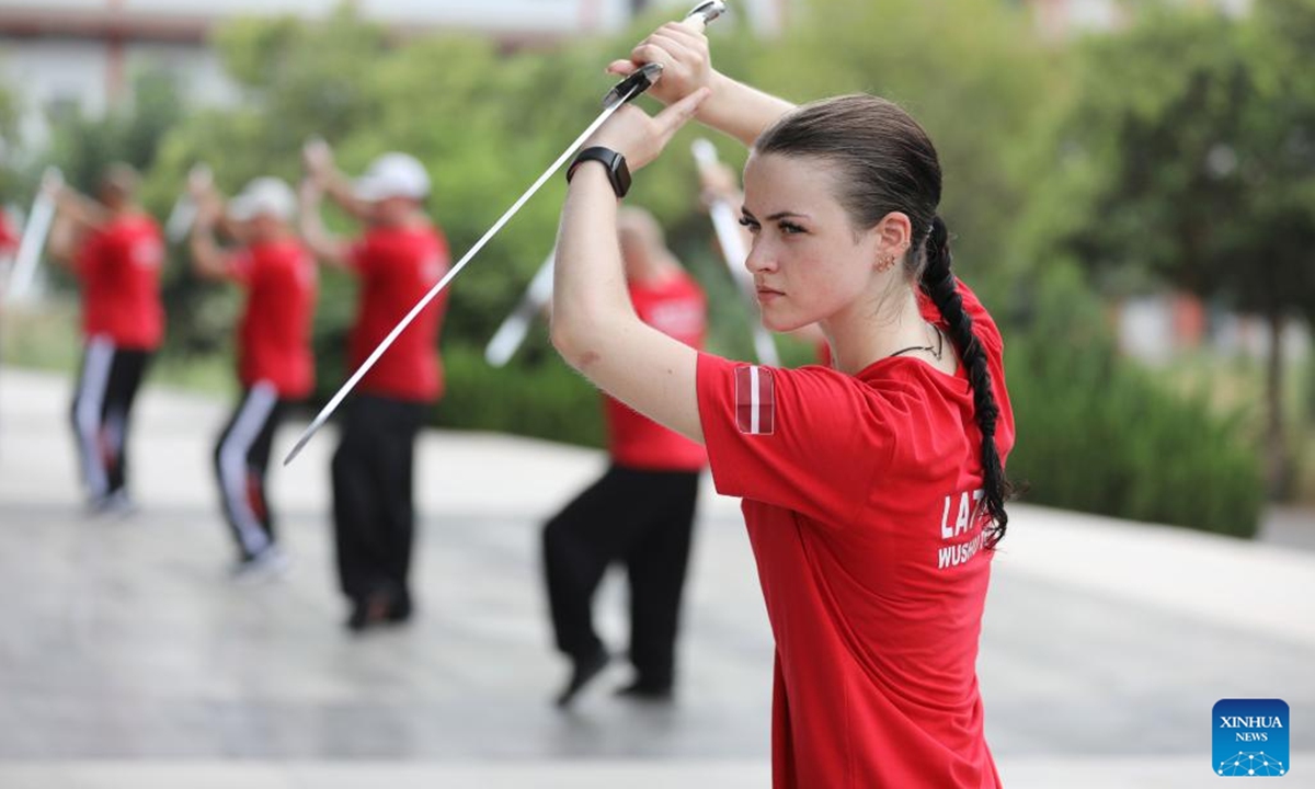 Latvian students practice Tai Chi sword at a center for international cultural exchange in Wenxian County, Jiaozuo City, central China's Henan Province, Aug. 8, 2025. Twenty-nine students from Latvia are here on a 15-day program to study Tai Chi and experience the charm of Chinese martial arts.

Tai chi, a traditional martial art, began life in the mid-17th century at Chenjiagou before it spread to more than 150 countries and regions, attracting more than 100 million people to practise. (Photo by Xu Hongxing/Xinhua)