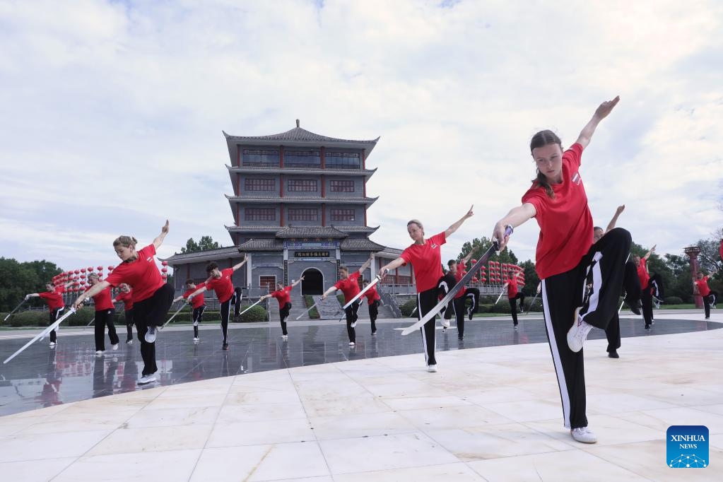 Latvian students practice Tai Chi at Chenjiagou Village of Wenxian County, Jiaozuo City, central China's Henan Province, Aug. 16, 2025. Twenty-nine students from Latvia are here on a 15-day program to study Tai Chi and experience the charm of Chinese martial arts.

Tai chi, a traditional martial art, began life in the mid-17th century at Chenjiagou before it spread to more than 150 countries and regions, attracting more than 100 million people to practise. (Photo by Xu Hongxing/Xinhua)

