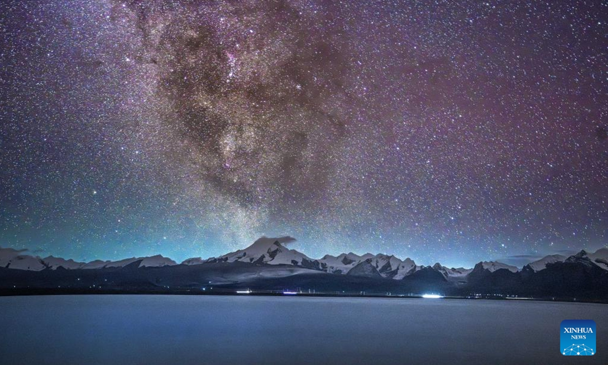 This photo taken on Aug. 14, 2025 shows the Milky Way above Baiku Co in Xigaze City, southwest China's Xizang Autonomous Region.

Baiku Co, with a water area of approximately 300 square kilometers, has its lake surface at an altitude of 4,590 meters. Thanks to the excellent air quality on the plateau, the Milky Way is clearly visible in the starry sky at the end of summer and the beginning of autumn, forming a magnificent scene together with the lake and snow-capped mountains. (Photo by Ma Lichao/Xinhua)