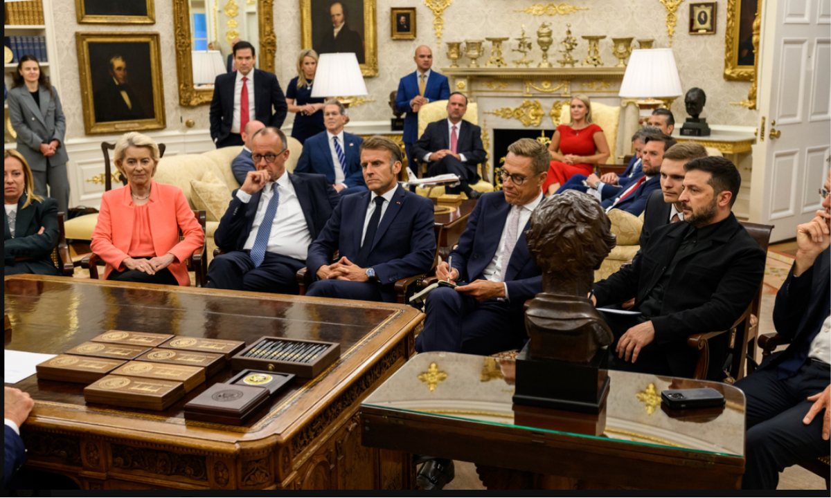 Newly released pictures reveal ‘embarrassing’ power play: Major European leaders sit around US president