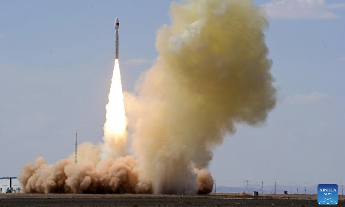 A Lijian-1 Y10 carrier rocket with seven satellites onboard blasts off from a commercial aerospace innovation pilot zone in northwest China, Aug. 19, 2025. (Photo by Wang Jiangbo/Xinhua)