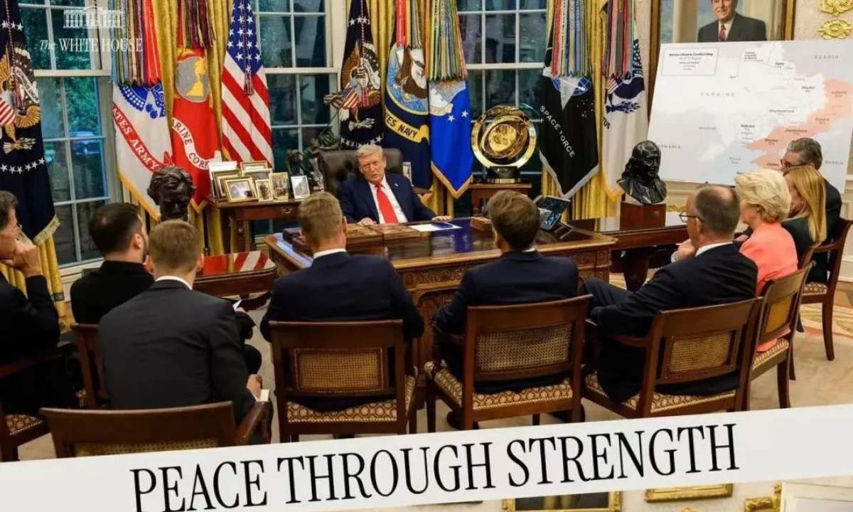 Newly released photos of US President Donald Trump seated in the Oval Office while major world leaders sitting around him. Photo: White House website 
