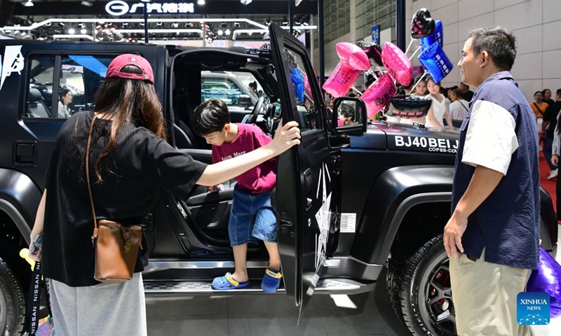 Visitors try a domestic brand off-road vehicle at the 46th China (Fuzhou) International Automobile Expo in Fuzhou, southeast China's Fujian Province, Oct. 1, 2025. The four-day expo kicked off here on Wednesday, attracting over 100 exhibitors from home and abroad.

According to statistics from local commerce bureau, since September, various consumption-promoting activities in Fuzhou have driven automobile sales to exceed 1 billion yuan (about 140 million U.S. dollars). (Xinhua/Wei Peiquan)