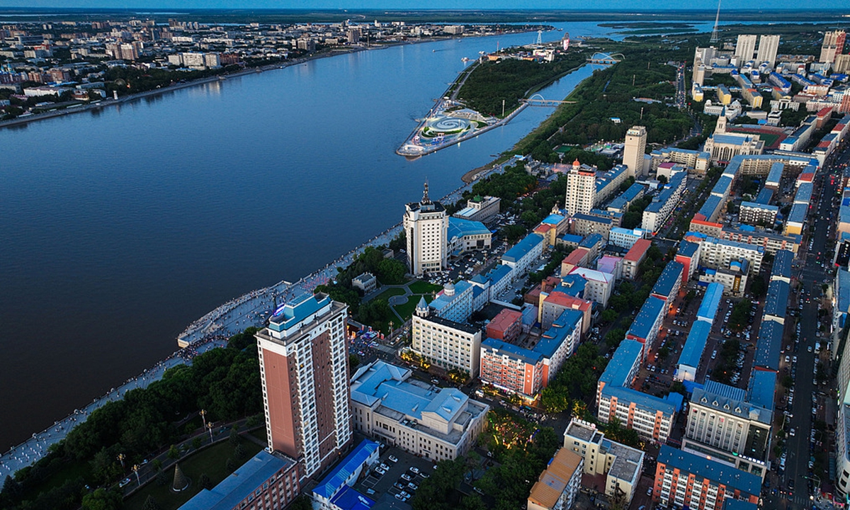 A view of Heihe city, northeast China's Heilongjiang Province, located on the border with Russia. Photo: VCG