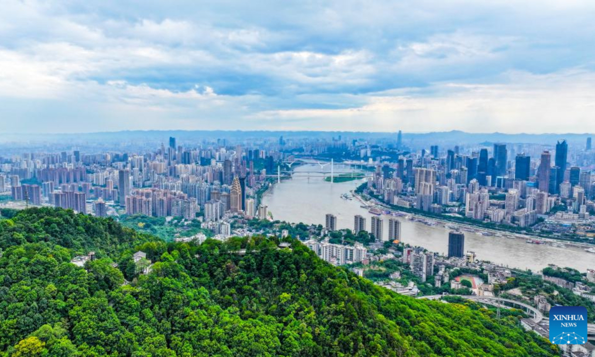 An aerial drone photo taken on Aug. 23, 2025 shows a city view of southwest China's Chongqing Municipality. (Xinhua/Wang Quanchao)