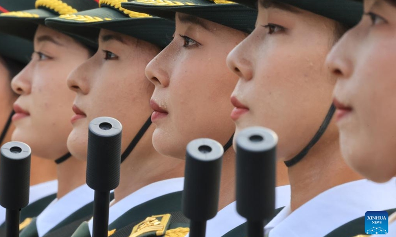 Participants take part in a training for the upcoming V-Day military parade in Beijing, capital of China, Aug. 12, 2025. Participants are busy preparing for the upcoming V-Day military parade scheduled on Sept. 3 in Tian'anmen Square to mark the 80th anniversary of the victory in the Chinese People's War of Resistance Against Japanese Aggression and the World Anti-Fascist War.(Photo: Xinhua)