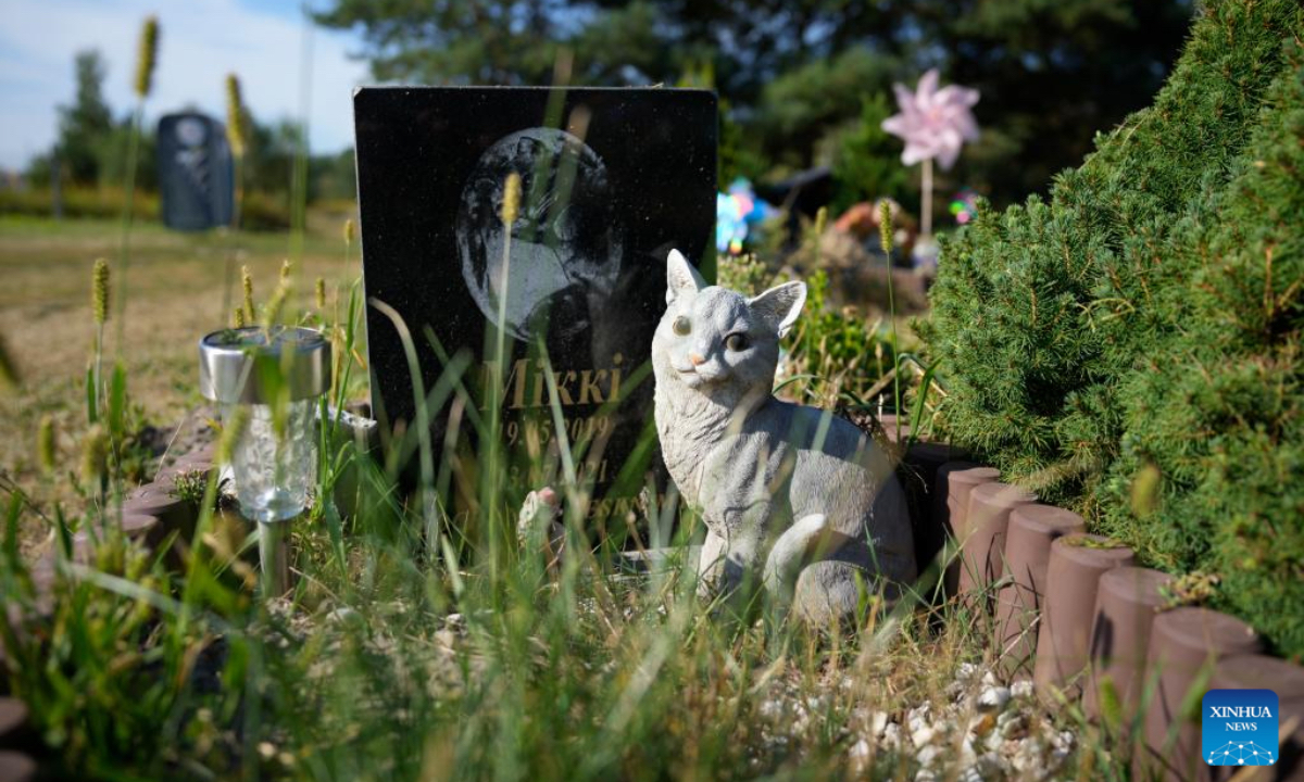 A tombstone is pictured at the 