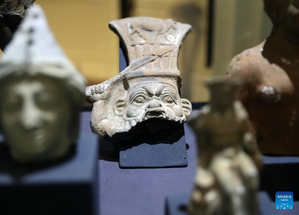 This photo taken on Aug. 20, 2025 shows an artifact during an exhibition of sunken antiquities recovered from the Mediterranean Sea at Alexandria National Museum in Alexandria, Egypt.