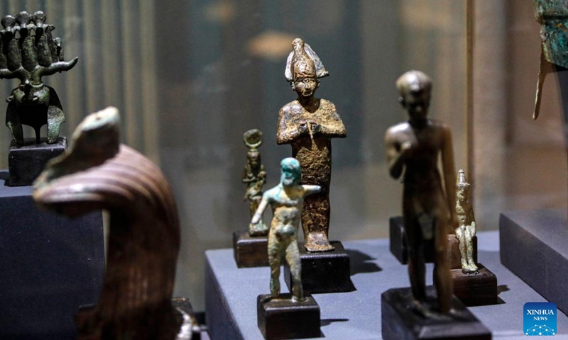 This photo taken on Aug. 20, 2025 shows artifacts during an exhibition of sunken antiquities recovered from the Mediterranean Sea at Alexandria National Museum in Alexandria, Egypt.