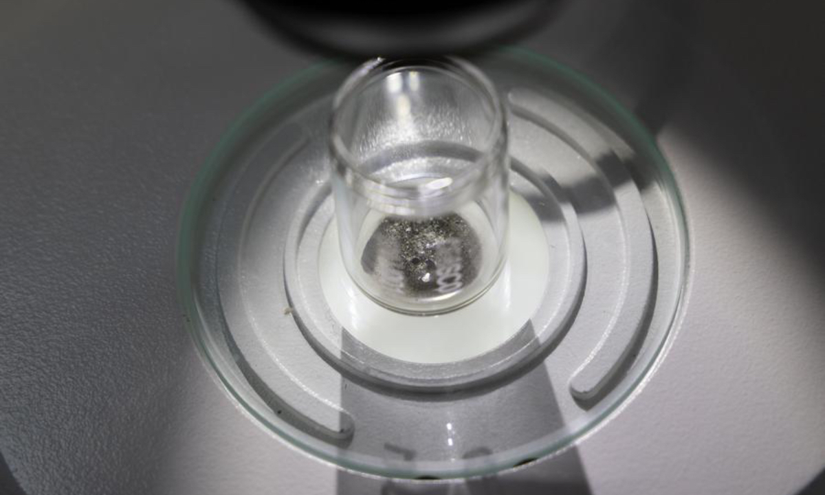 This photo shows lunar samples retrieved by the Chang'e-6 mission at the lunar sample laboratory in the National Astronomical Observatories of the Chinese Academy of Sciences (CAS) in Beijing, capital of China, Sept. 24, 2024. (Xinhua/Jin Liwang)