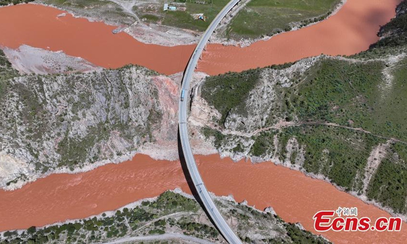 Aerial photo taken on Aug. 21, 2025 shows the magnificent view of the first bend of Lancang River in Yushu Tibetan Autonomous Prefecture, northwest China’s Qinghai Province, Aug. 21, 2025. Photo: China News Service