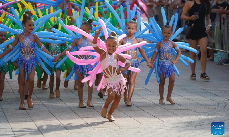 Revellers attend a parade during the Debrecen Flower Carnival to celebrate the National Day in Debrecen, Hungary, Aug. 20, 2025. Photo: Xinhua