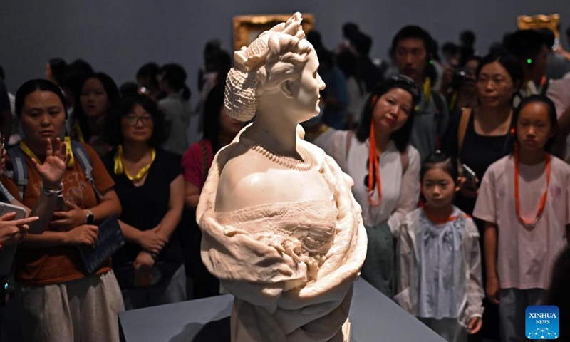 People visit the exhibition of Paths to Modernity: Masterpieces from the Musee d'Orsay, Paris at the Museum of Art Pudong in east China's Shanghai, Aug. 20, 2025. Opened here on June 19, the exhibition gathers over 100 masterpieces from the 1840s to the early 20th century, encompassing nearly all major artistic movements represented in the Musee d'Orsay's collections. Photo: Xinhua