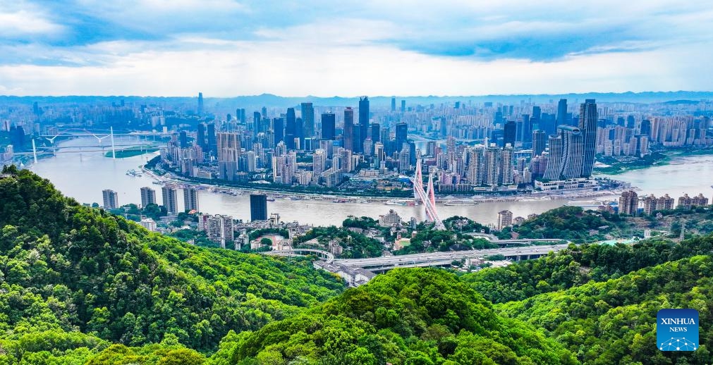An aerial drone photo taken on Aug. 23, 2025 shows a city view of southwest China's Chongqing Municipality. (Xinhua/Wang Quanchao)