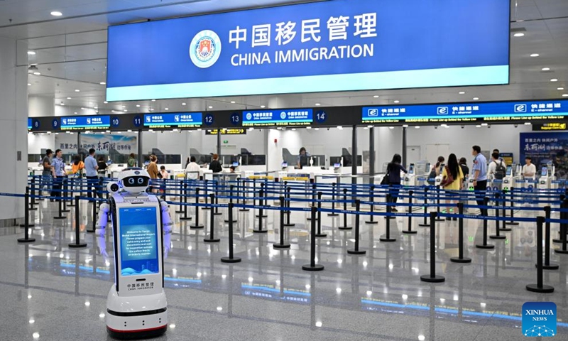 This photo taken on Aug. 27, 2025 shows the new immigration inspection facility at Terminal 1 of Tianjin Binhai International Airport in north China's Tianjin.