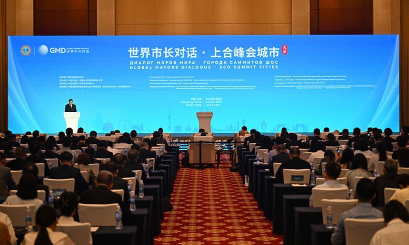 This photo taken on July 8, 2025 shows the opening ceremony of the Global Mayors Dialogue: SCO Summit Cities held in north China's Tianjin. Photo: Xinhua