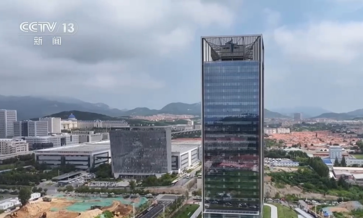 A view of the world's first ultra-tier zero-carbon building in Qingdao, East China's Shandong Province on August 24, 2025. Photo: Screenshot of CMG's vedio