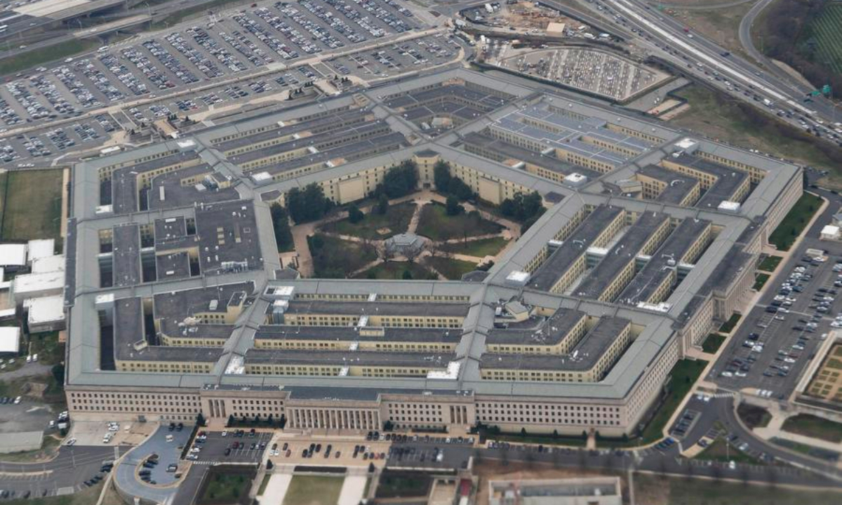 Photo taken on Feb. 19, 2020 shows the Pentagon seen from an airplane over Washington D.C., the United States. (Xinhua/Liu Jie)