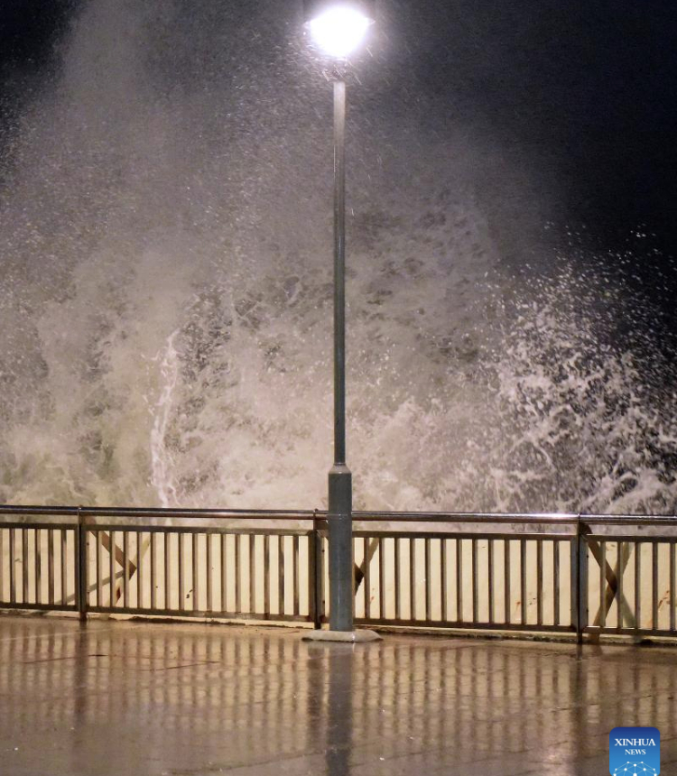 Waves crash against a coast in Hong Kong, south China, Sept. 23, 2025. (Xinhua/Chen Duo)