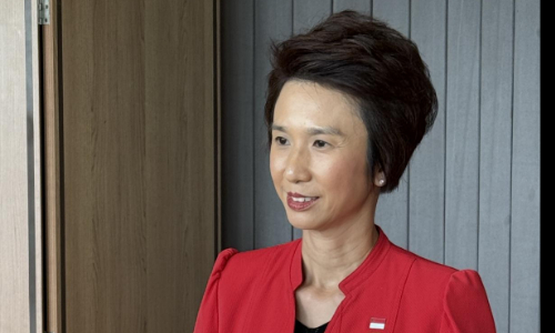 Low Yen Ling, senior minister of state for Singapore's Ministry of Trade and Industry and Ministry of Culture, Community and Youth, speaks to reporters during a group interview in Nanning, South China's Guangxi Zhuang Autonomous Region, on September 17, 2025. Photo: Liu Yang/GT