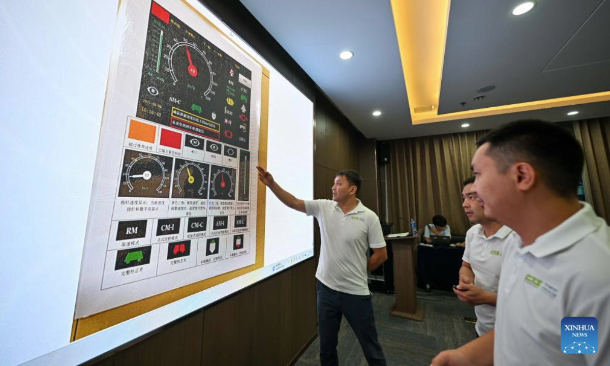 Kazakh trainees attend a light-rail driver training session in north China's Tianjin Municipality, July 14, 2025. A batch of 29 drivers from Kazakhstan have recently qualified as light-rail drivers after finishing immersive training sessions in China's Tianjin.

Held by Tianjin Rail Transit, the three-month program provided customized technical solutions for driving on a light-rail line in Astana, capital of Kazakhstan. (Xinhua/Sun Fanyue)