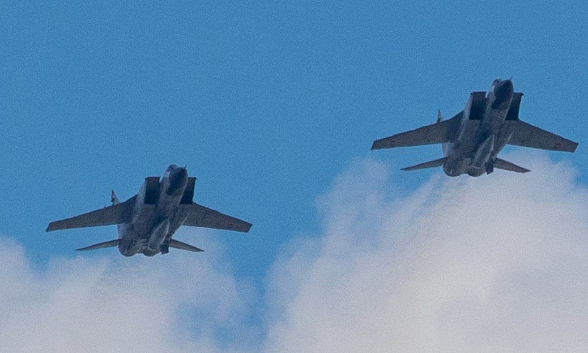 MiG-31 fighters fly in formation during the military parade marking the 75th anniversary of the victory in the Great Patriotic War on Red Square in Moscow, Russia, June 24, 2020. (Xinhua/Bai Xueqi)