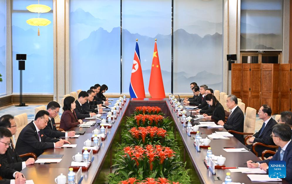 Chinese Foreign Minister Wang Yi, also a member of the Political Bureau of the Communist Party of China Central Committee, holds talks with Foreign Minister of the Democratic People's Republic of Korea (DPRK) Choe Son Hui in Beijing, capital of China, Sep 28, 2025. Photo:Xinhua