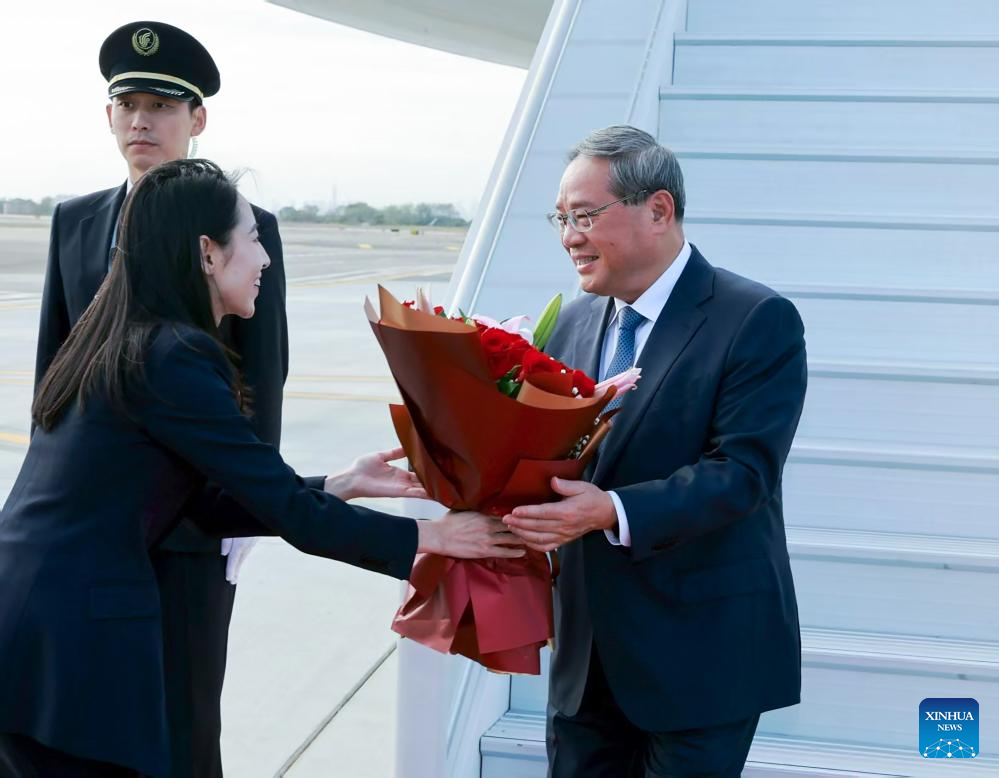 Chinese Premier Li Qiang arrives in New York, the United States, Sept. 22, 2025, to attend the general debate of the 80th session of the United Nations General Assembly. While in New York from Monday to Friday, Li will also attend events held by China, including a high-level meeting on the Global Development Initiative, and meet with UN Secretary-General Antonio Guterres and leaders of relevant countries. (Xinhua/Wang Ye)