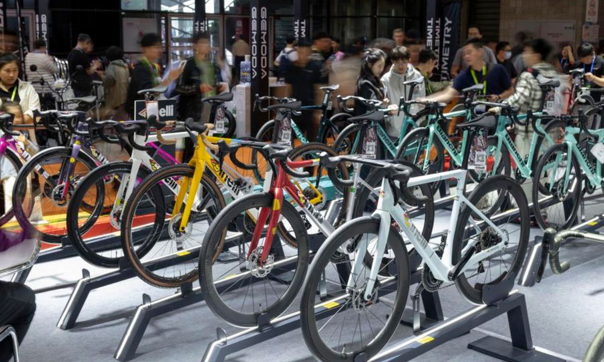 This photo taken on May 5, 2025 shows the 2025 China International Bicycle Fair in east China's Shanghai. (Xinhua/Cai Yang)