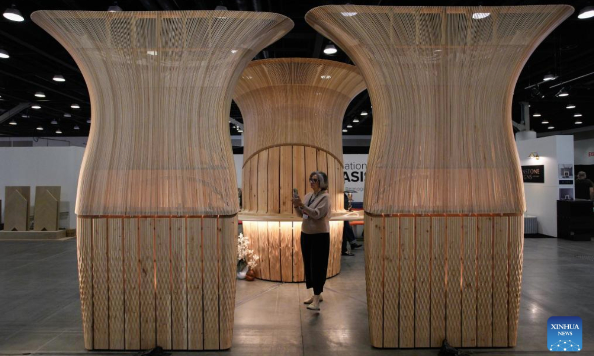 A woman visits the Interior Design Show in Vancouver, British Columbia, Canada, Sept. 26, 2025. The annual show is held here from Sept. 25 to 28. (Photo by Liang Sen/Xinhua)