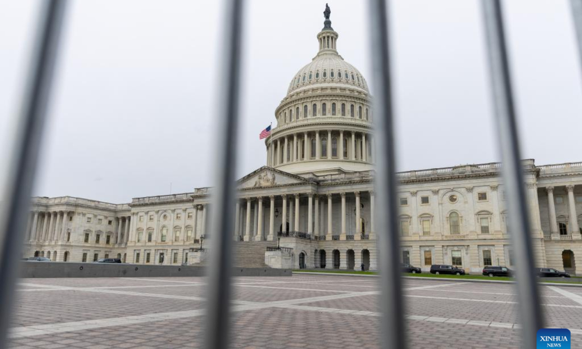 The U.S. Capitol building is seen in Washington DC, the United States, on Sep 30, 2025. The federal government will shut down at 12:01 am Wednesday unless the U.S. Congress approves a federal spending bill in the next few hours. Photo:Xinhua