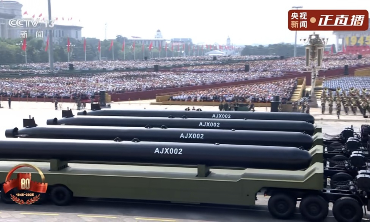 Unmanned minelaying system is reviewed at China's V-Day military parade on September 3, 2025. Photo: Screenshot from CCTV News