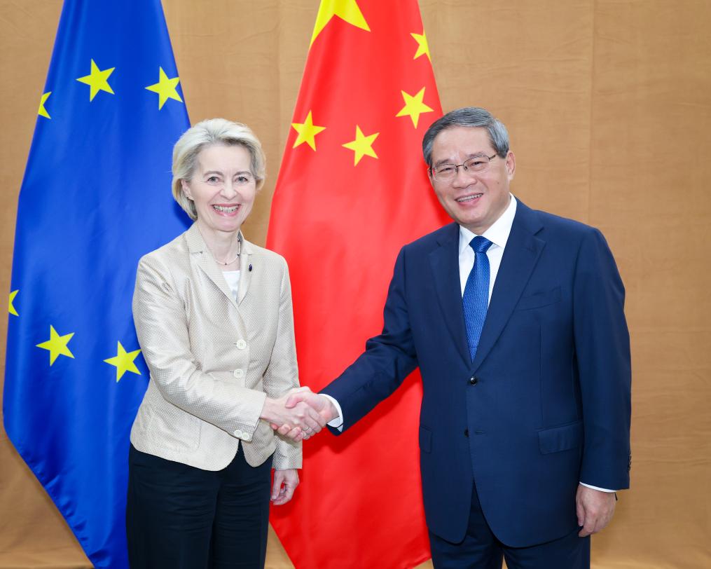 Chinese Premier Li Qiang meets with European Commission President Ursula von der Leyen in New York, the United States, Sept. 24, 2025. (Xinhua/Liu Bin)