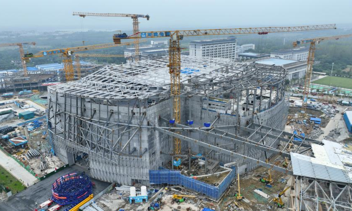 A drone photo taken on Oct. 1, 2025 shows the construction site of the Burning Plasma Experimental Superconducting Tokamak (BEST) in Hefei, east China's Anhui Province.  (Xinhua/Zhou Mu)