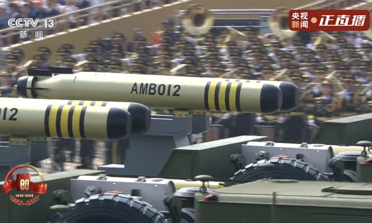 Multiple types of underwater equipment are reviewed at China's V-Day military parade on September 3, 2025. Photo: Screenshot from CCTV News