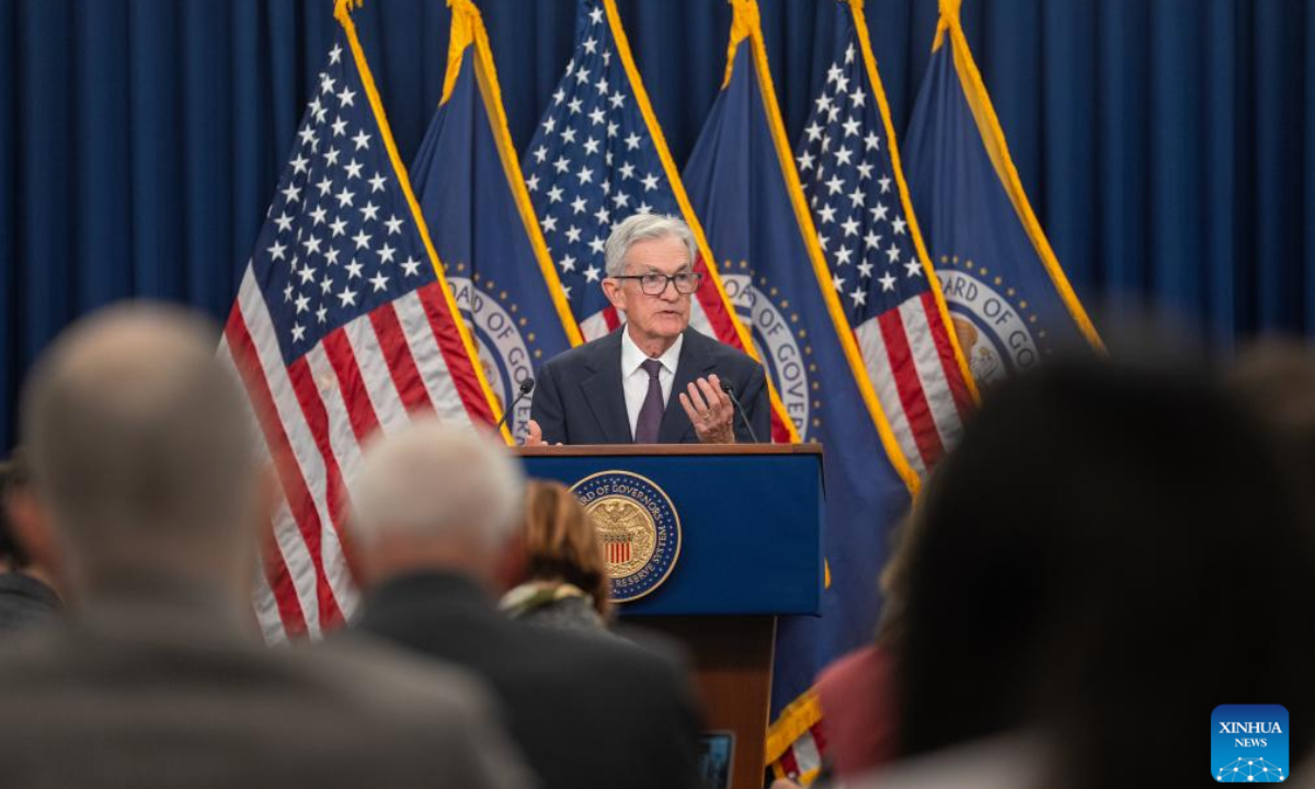 U.S. Federal Reserve Chair Jerome Powell attends a press conference in Washington, D.C., the United States, Sept. 17, 2025. The U.S. Federal Reserve on Wednesday decided to lower the target range for the federal funds interest rate by 25 basis points, the first rate cut since December 2024. (Xinhua/Hu Yousong)