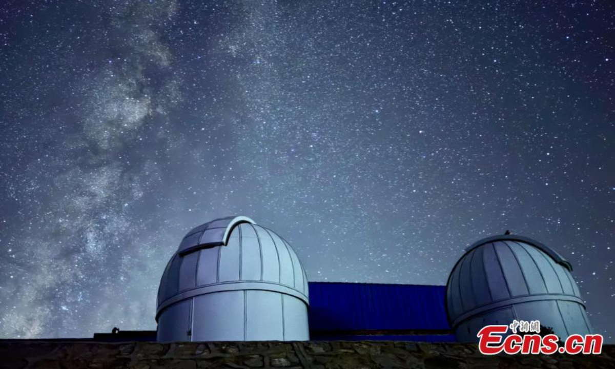 Photo shows a magnificent view of the milky way at Dark Sky Park on the night of Sept. 28, 2025, in Ngari Prefecture, southwest China's Xizang Autonomous Region. Photo:China News Service