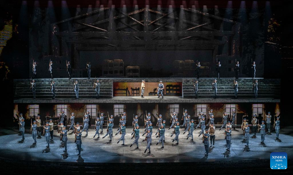 A grand cultural gala with the theme of Justice Prevails is staged to commemorate the 80th anniversary of the victory of the Chinese People's War of Resistance against Japanese Aggression and the World Anti-Fascist War at the Great Hall of the People in Beijing, capital of China, Sept. 3, 2025. (Xinhua/Zhai Jianlan)